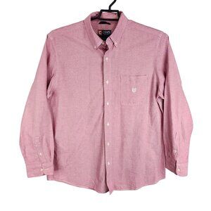 Mens Pink Chaps Oxford Shirt Long Sleeve Button Down 100% Cotton Size L